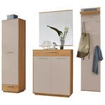 GARDEROBE 4-teilig  in 220/195/37 cm  - Taupe/Eichefarben, Design, Glas/Holz (220/195/37cm) - Novel