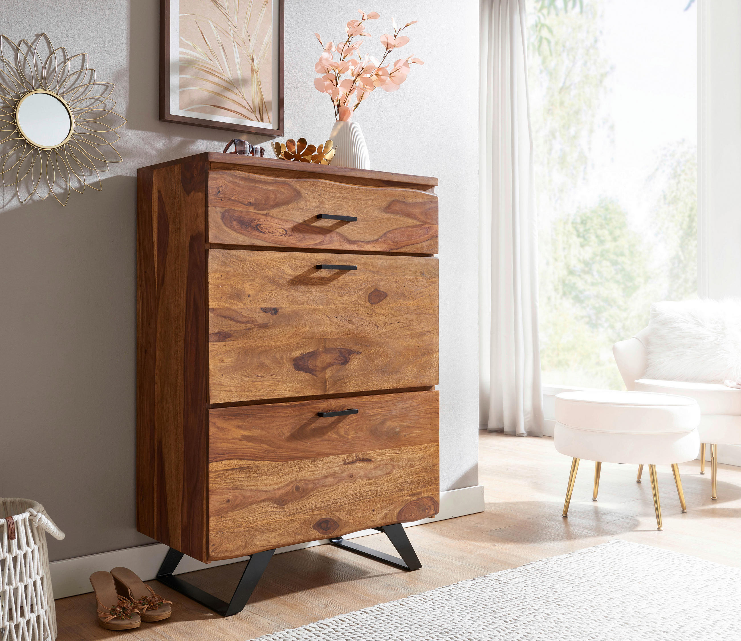 SIDEBOARD  in 80/120/41,5 cm  - Sheeshamfarben/Schwarz, Design, Holz/Metall (80/120/41,5cm) - MID.YOU