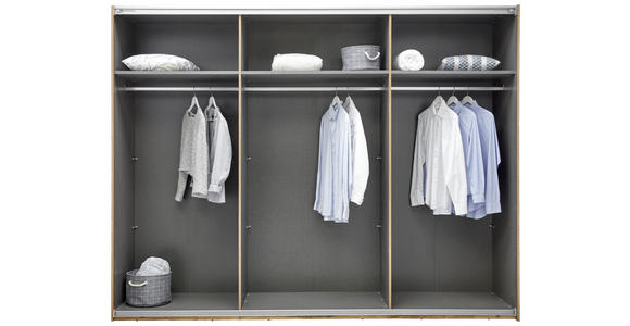 Schiebetürenschrank 270cm Alicante, Alpinlook/Betonoxid - Fichtefarben/Grau, MODERN, Holzwerkstoff (270/210/60cm) - Luca Bessoni