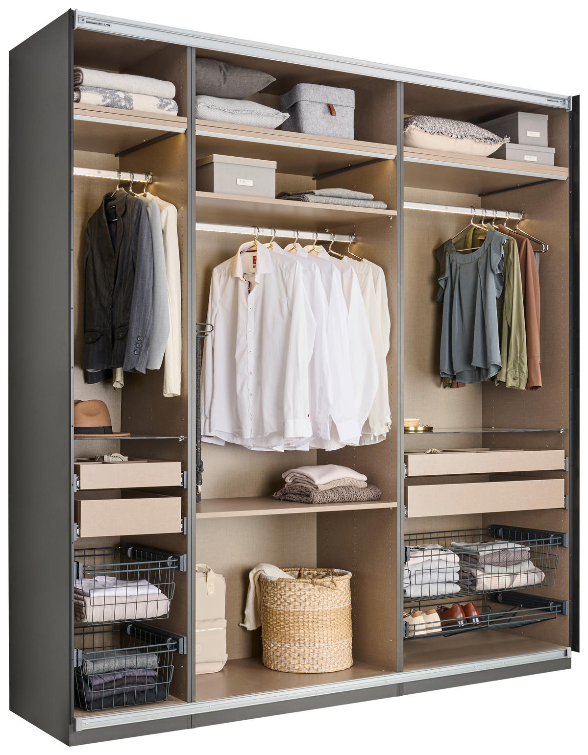 KORPUS ORMARA ZA ODJEĆU  antracit  46/242/57 cm    - antracit, Konvencionalno, drvni materijal (46/242/57cm) - Hom`in