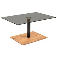 COUCHTISCH Holz, Metall, Glas 90/60/47 cm  - Eichefarben/Schwarz, Natur, Glas/Holz (90/60/47cm) - Novel