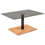 COUCHTISCH in Holz, Metall, Glas 90/60/47 cm  - Eichefarben/Schwarz, Natur, Glas/Holz (90/60/47cm) - Novel