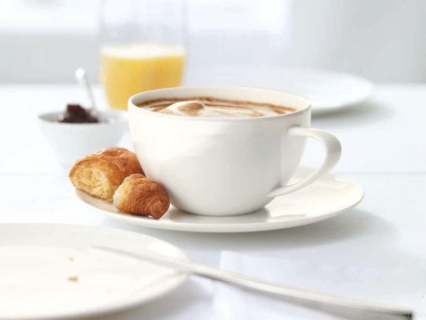 JUMBOTASSE MIT UNTERTASSE A TABLE  - Weiß, Basics, Keramik (0.35l) - ASA