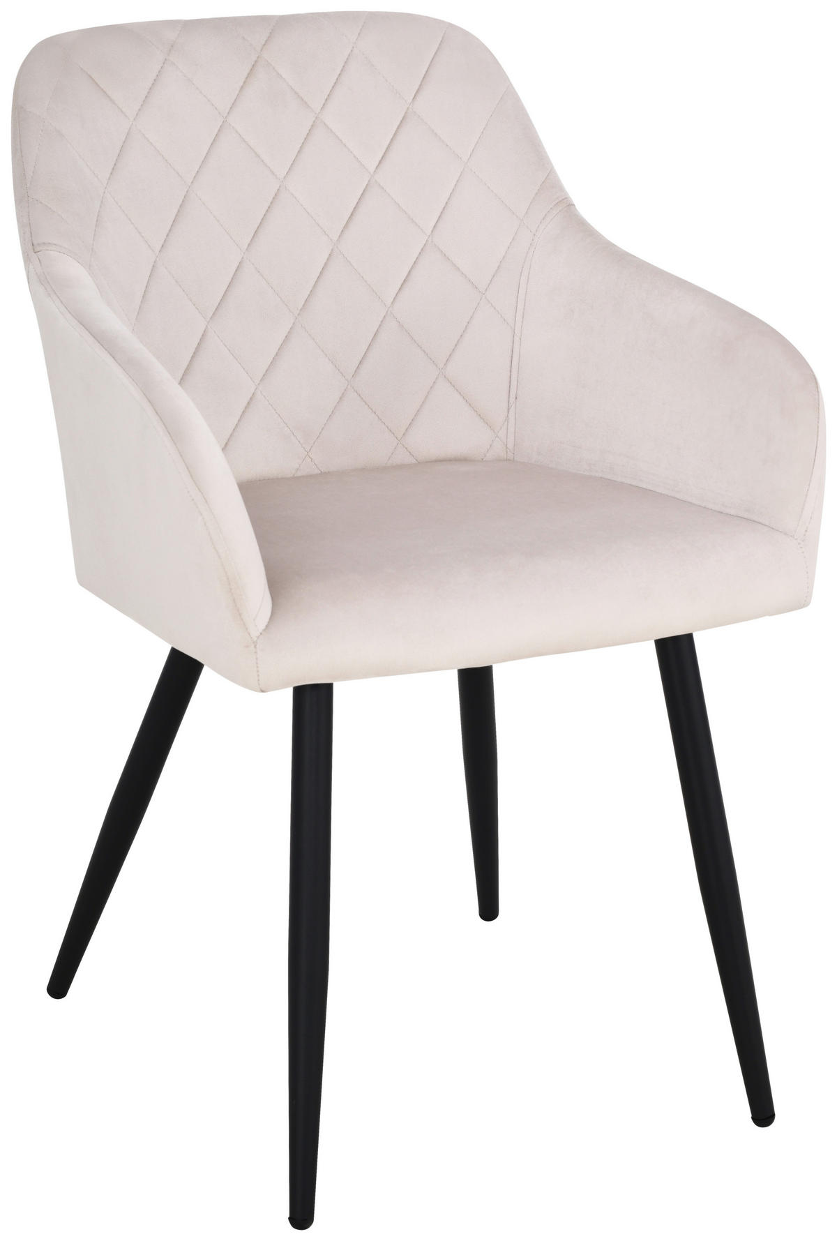 ARMLEHNSTUHL Eisen Samt  - Beige/Schwarz, Trend, Holz/Textil (55/84/60cm) - Livetastic