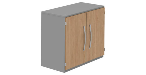 AKTENSCHRANK Grau, Eichefarben - Eichefarben/Grau, KONVENTIONELL, Holzwerkstoff (80/76,5/43cm) - Moderano