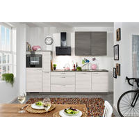 KÜCHENLEERBLOCK 300 cm   in Grau, Weiß, Eichefarben  - Edelstahlfarben/Eichefarben, Design, Holzwerkstoff/Metall (300cm) - Welnova