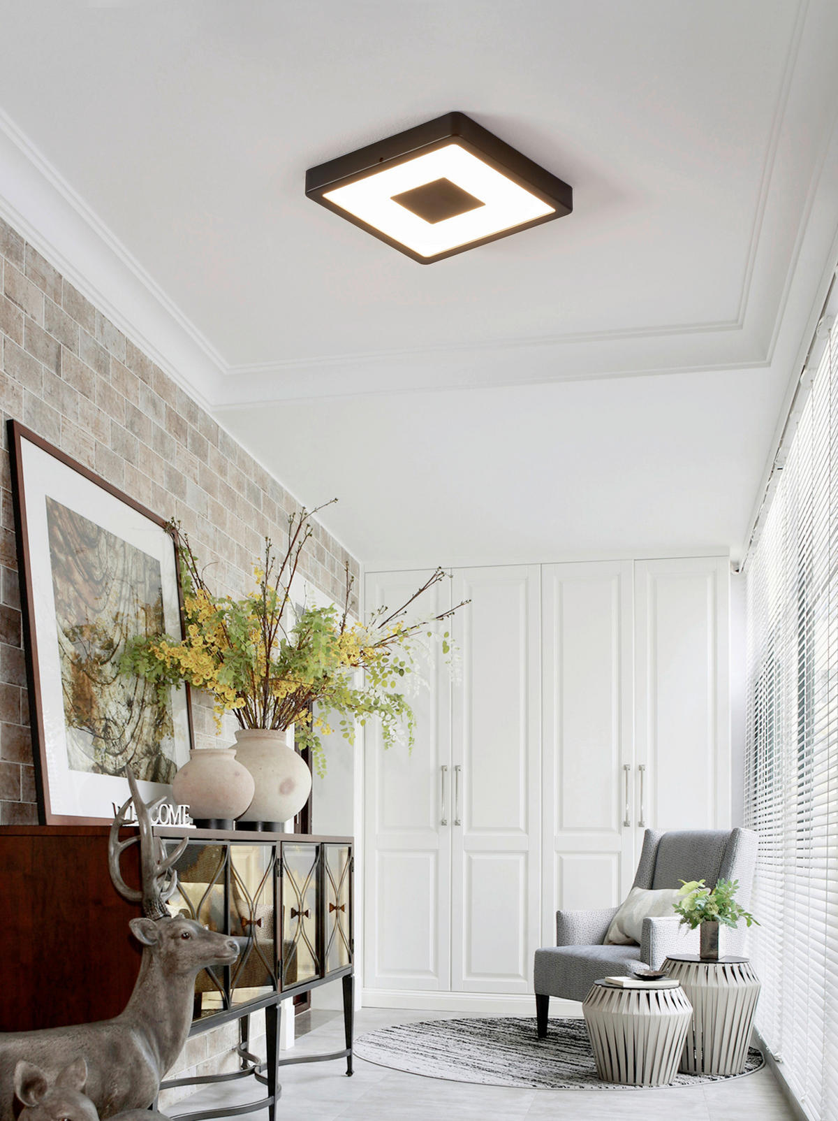 Plafonieră Cu Led    21/21/3 cm  - alb, Basics, metal (21/21/3cm)