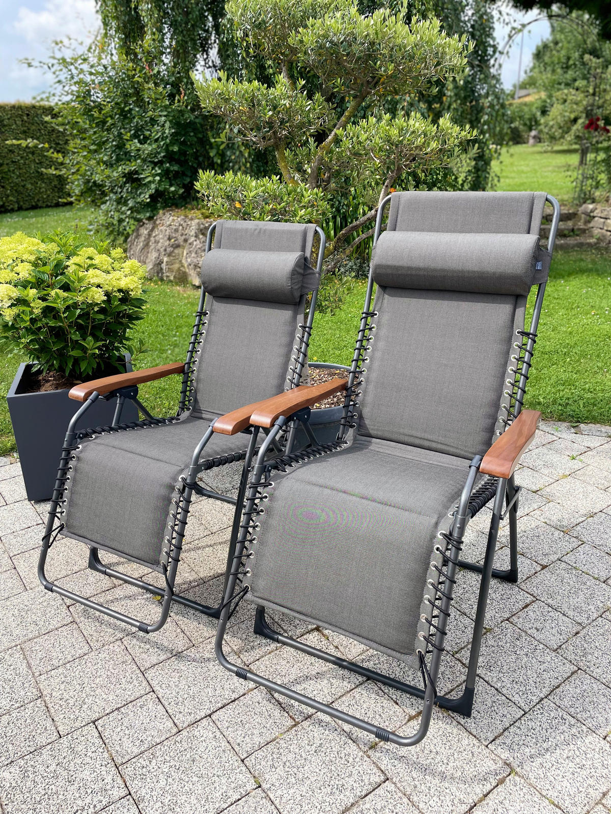 GARTEN-RELAXSESSEL 67/120/70 cm  - Anthrazit/Dunkelbraun, Basics, Holz/Textil (67/120/70cm)