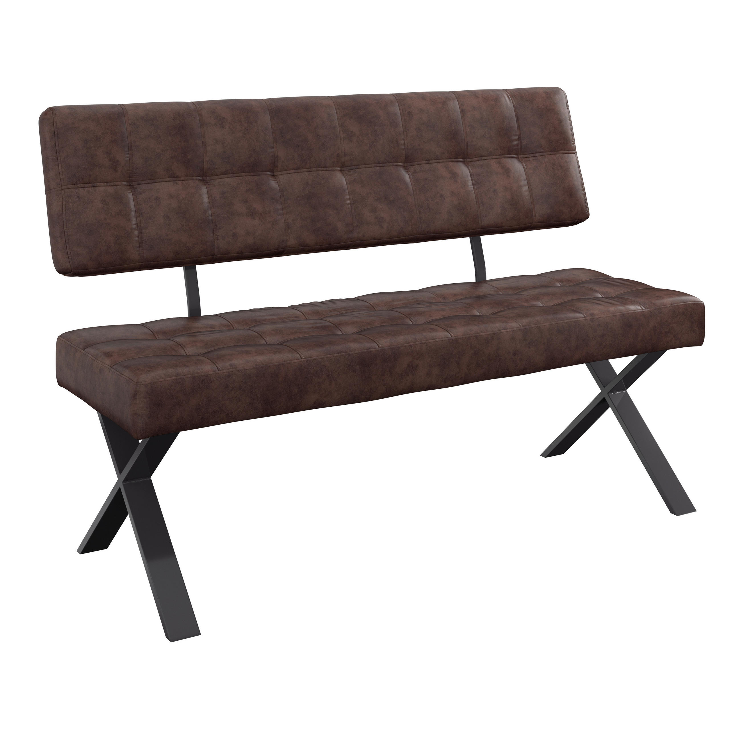 Sitzbank Mit Lehne Vintage Braun Lederlook Donna B: 140cm