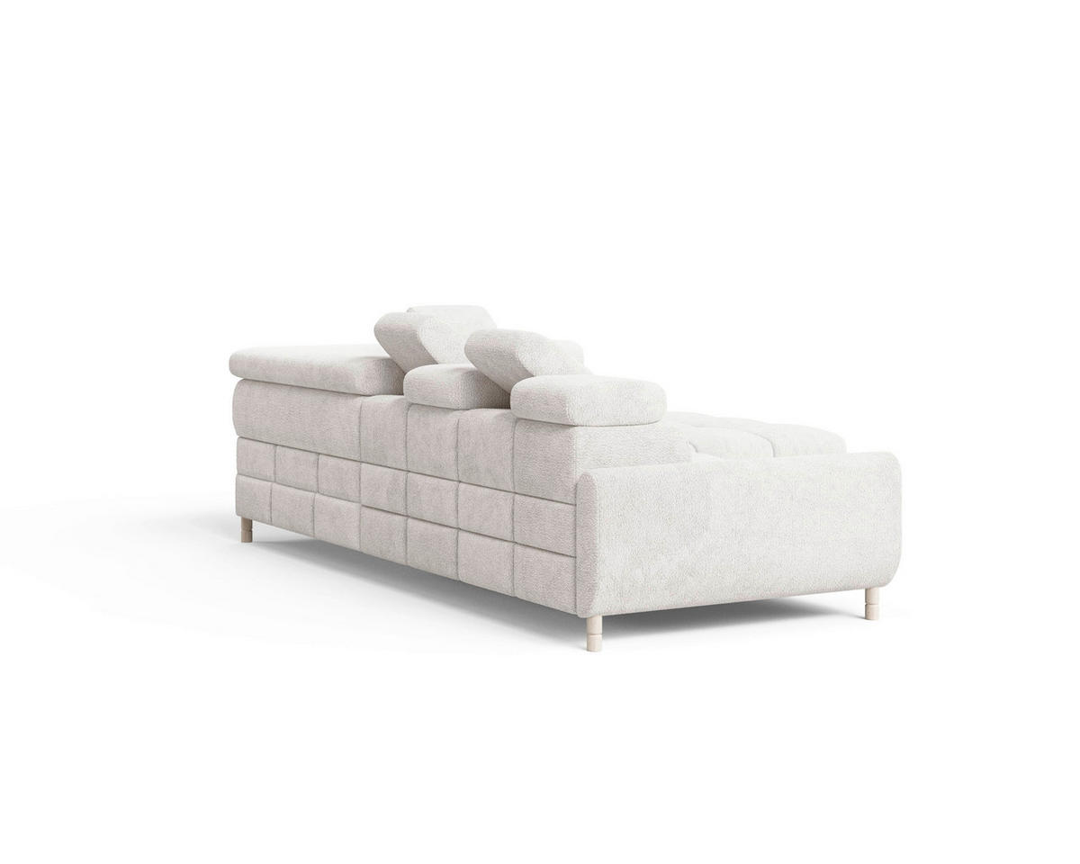 ECKSOFA BUN in Bouclé Weiß  - Elfenbein/Weiß, Design, Holz/Textil (276/209cm) - MID.YOU
