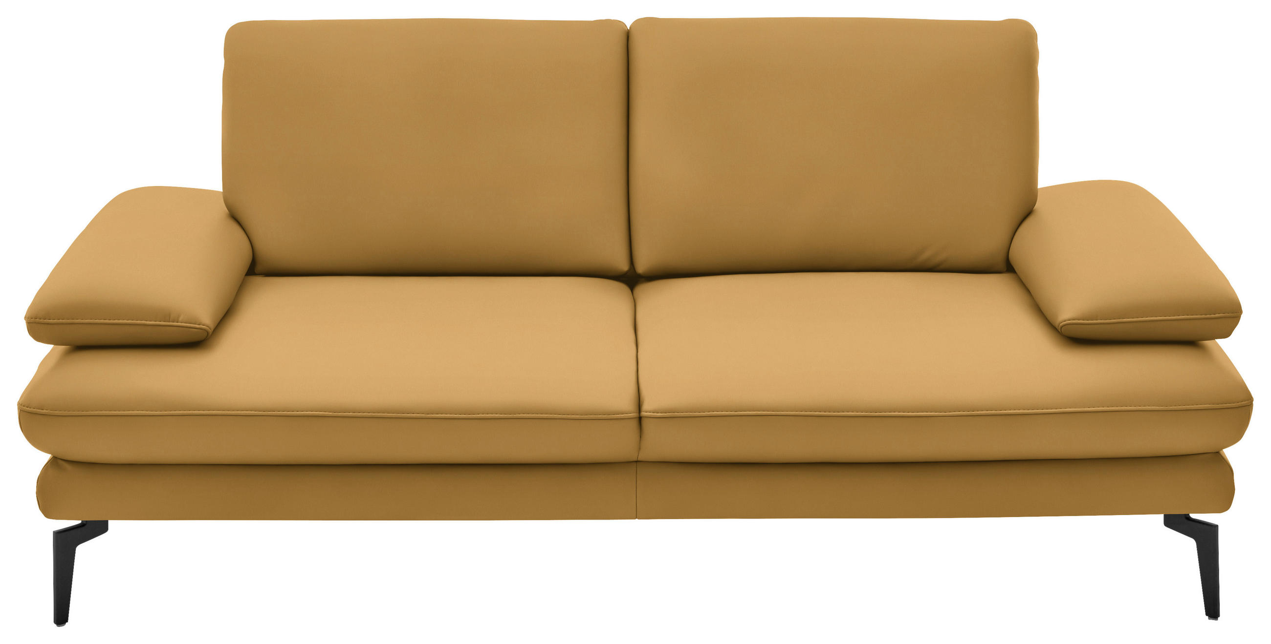2,5-SITZER in Echtleder Gelb  - Gelb/Schwarz, Design, Leder/Metall (196/86/104cm) - Dieter Knoll