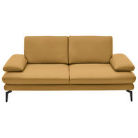 2,5-SITZER in Echtleder Gelb  - Gelb/Schwarz, Design, Leder/Metall (196/86/104cm) - Dieter Knoll