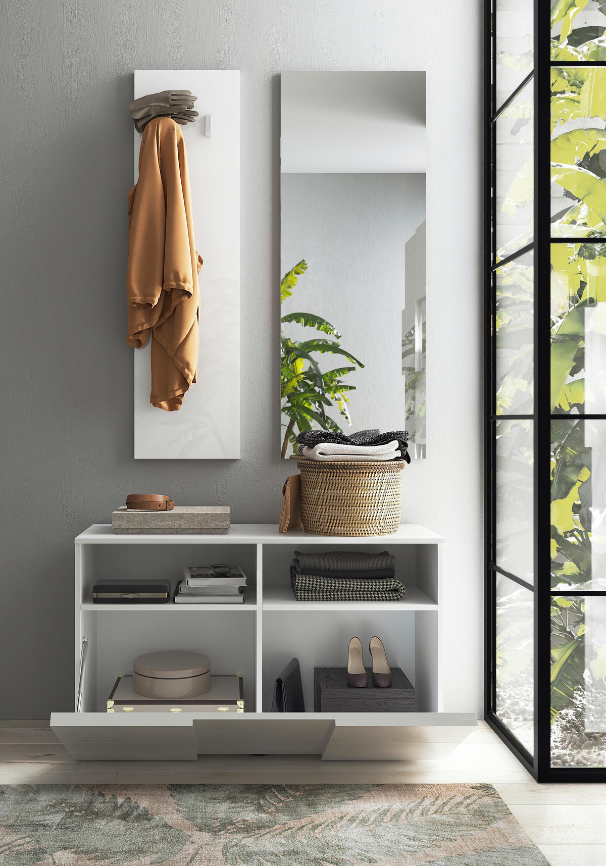 GARDEROBE 3-teilig  in 91/187/35 cm  - Weiß Hochglanz, Design, Holzwerkstoff (91/187/35cm) - MID.YOU