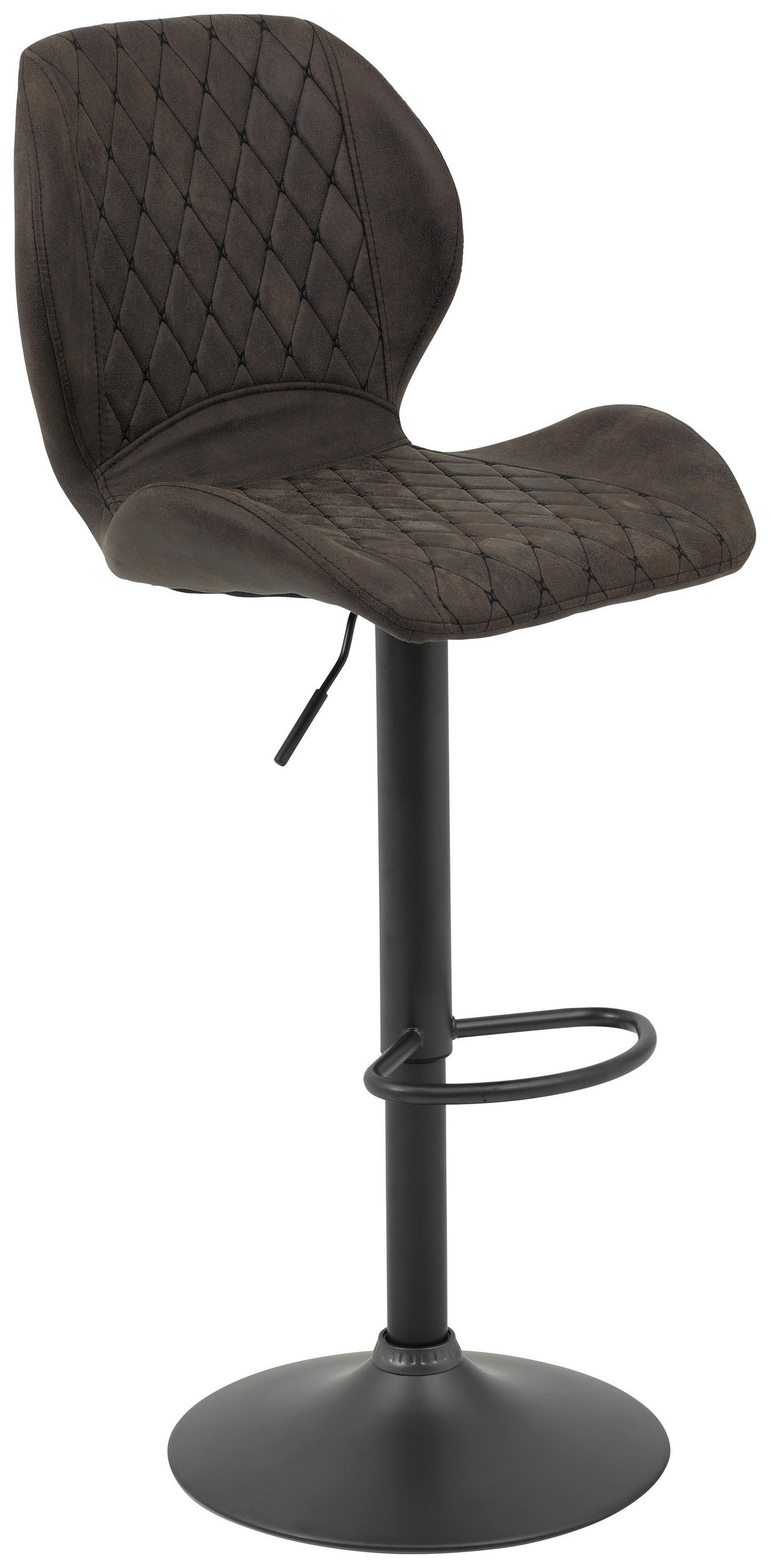 BARHOCKER Mikrofaser Braun Sitzfläche 360° drehbar  - Braun/Grau, Design, Textil/Metall (42/96-117/51cm) - Carryhome