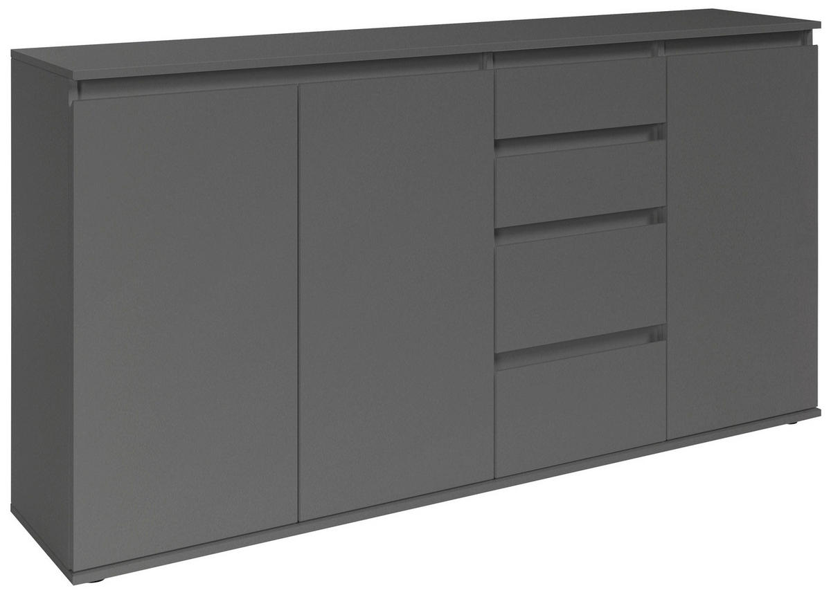 ŠIROKA KOMODA, antracit  - siva/antracit, Design, umetna masa/leseni material (160/84/35cm) - Carryhome