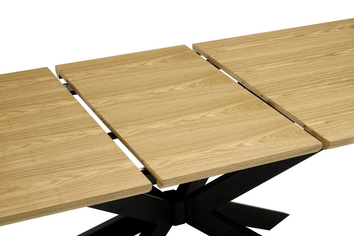 ESSTISCH 180-230/90/76 cm Echtholz, Nachbildung  Holz, Metall, Holzwerkstoff ausziehbar rechteckig Schwarz, Eichefarben  - Eichefarben/Schwarz, MODERN, Holz/Holzwerkstoff (180-230/90/76cm) - P & B