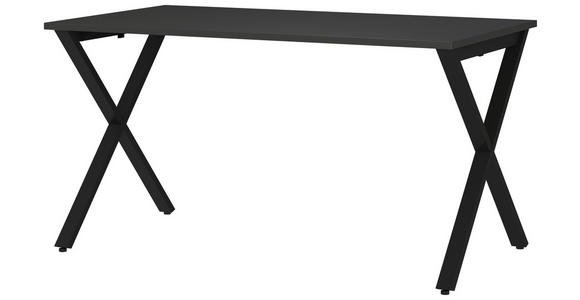 SCHREIBTISCH 140/80/75 cm, Graphitfarben, Schwarz, in verschiedenen Holz-Dekoren erhältlich, justierbare Füße  - Graphitfarben/Schwarz, MODERN, Holzwerkstoff/Metall (140/80/75cm) - Novel