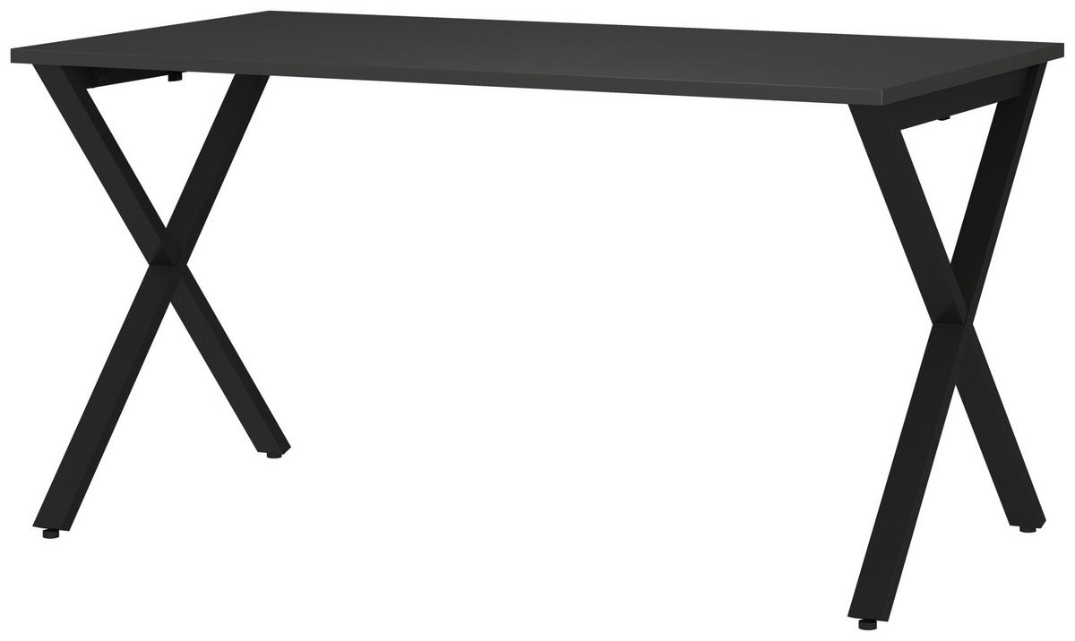 SCHREIBTISCH 140/80/75 cm Graphitfarben, Schwarz in verschiedenen Holz-Dekoren erhältlich, justierbare Füße  - Graphitfarben/Schwarz, MODERN, Holzwerkstoff/Metall (140/80/75cm) - Novel