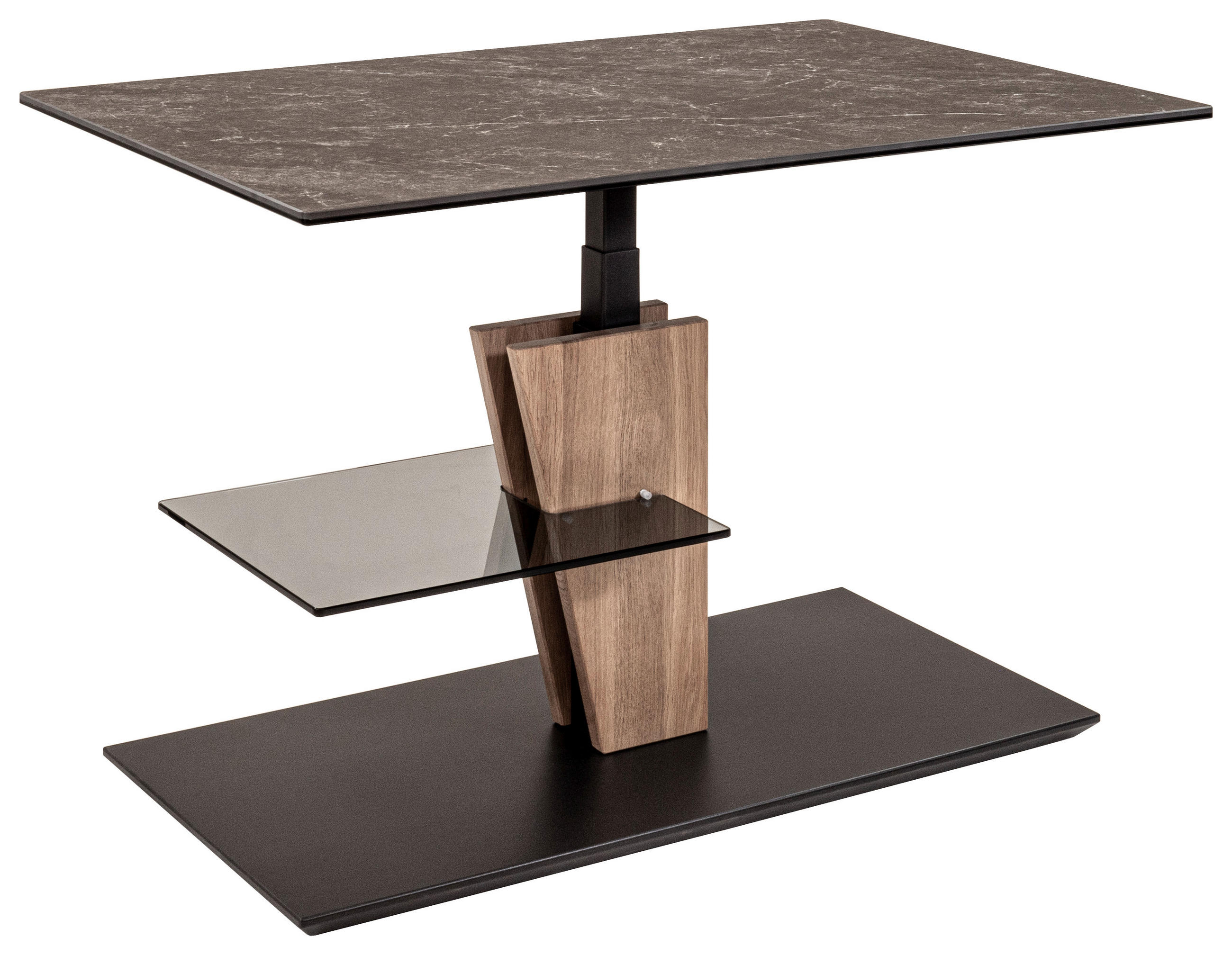 COUCHTISCH Asteiche vollmassiv 90/60/47-65 cm Anthrazit, Grau, Wildeiche  - Wildeiche/Anthrazit, MODERN, Keramik/Holz (90/60/47-65cm)
