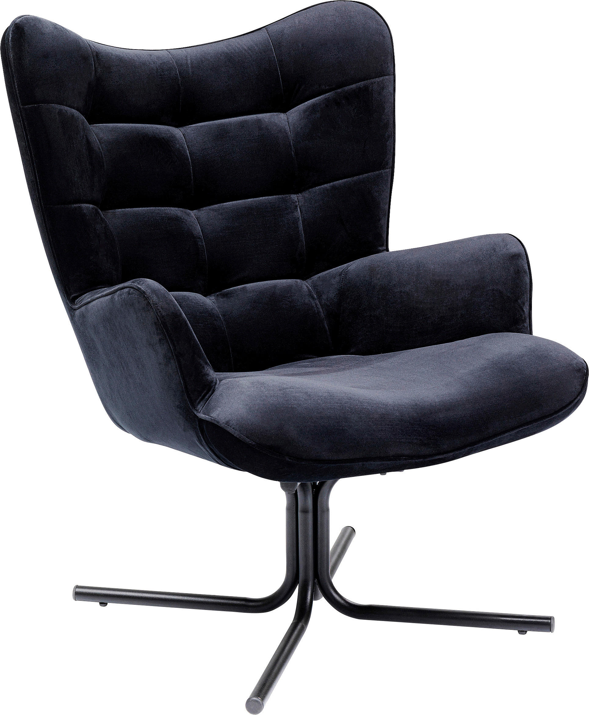 SESSEL in Samt Schwarz  - Schwarz, Design, Textil/Metall (82/95/73cm) - Kare-Design