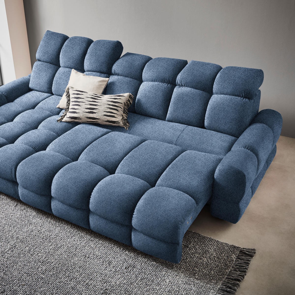 HÖRNSOFFA i velour blå  - blå/svart, Design, textil/plast (178/283cm) - Welnova