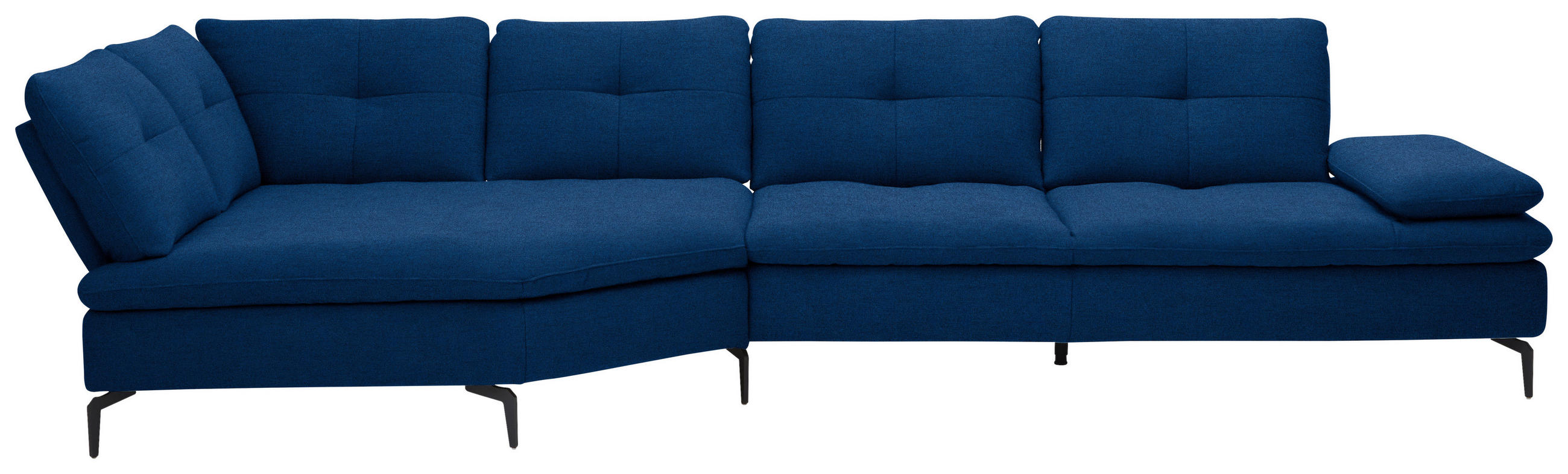 ECKSOFA in Flachgewebe Blau  - Blau/Schwarz, Design, Textil/Metall (157/344cm) - Chilliano