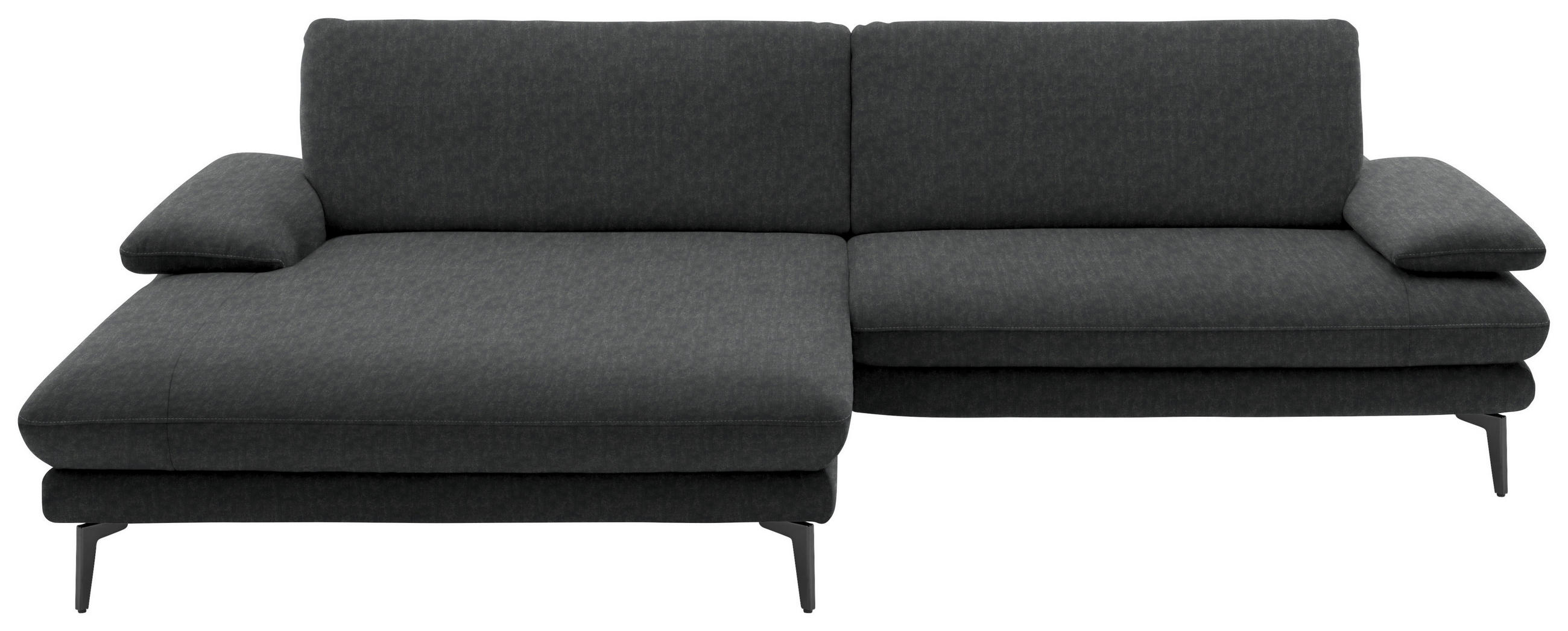 ECKSOFA in Velours Anthrazit  184/284 cm  - Anthrazit/Schwarz, Design, Textil/Metall (184/284cm) - Dieter Knoll