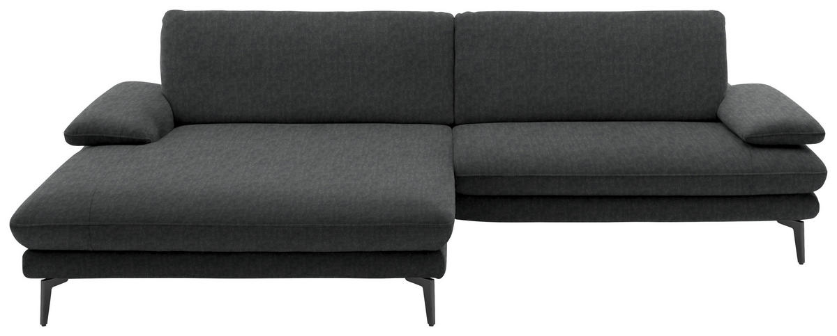 ECKSOFA in Velours Anthrazit  - Anthrazit/Schwarz, Design, Textil/Metall (184/284cm) - Dieter Knoll