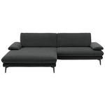 ECKSOFA  in Velours Anthrazit  184/284 cm  - Anthrazit/Schwarz, Design, Textil/Metall (184/284cm) - Dieter Knoll
