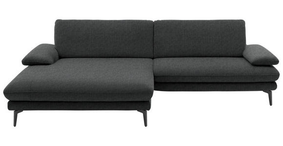 ECKSOFA  in Velours Anthrazit Rücken echt  184/284 cm  - Anthrazit/Schwarz, Design, Textil/Metall (184/284cm) - Dieter Knoll