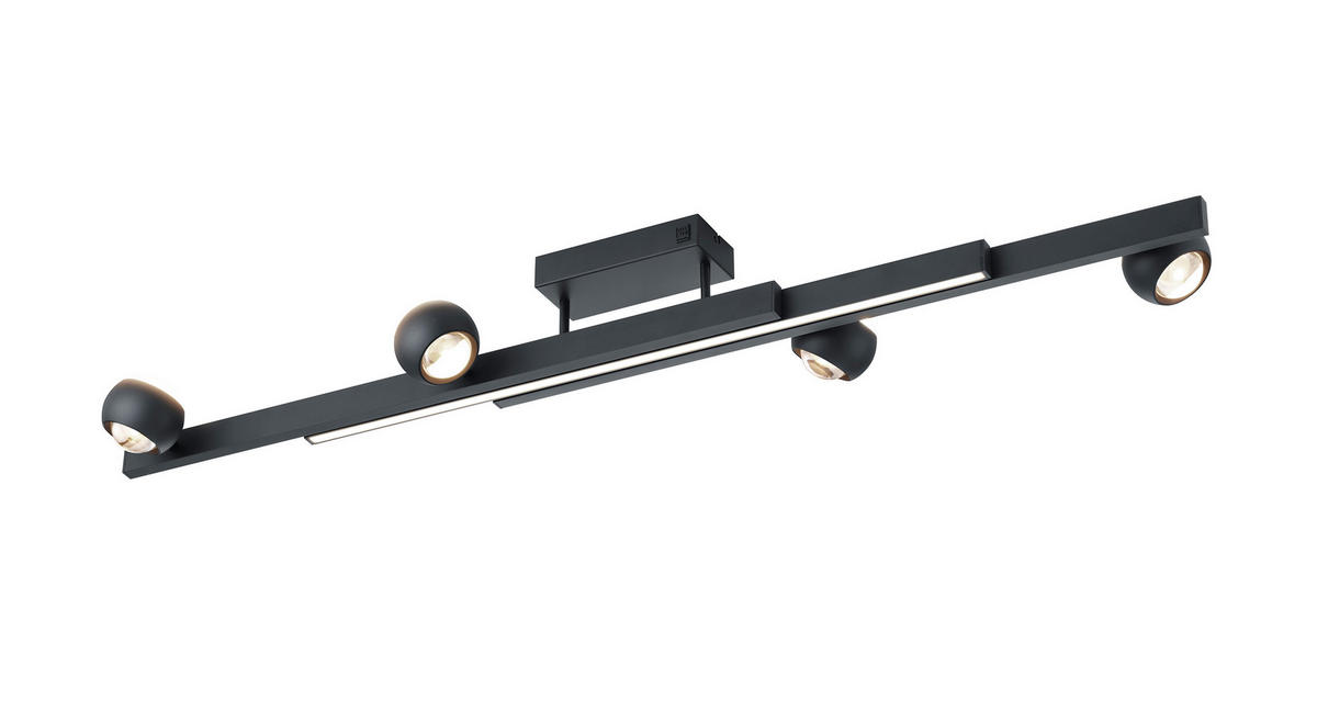 LED-TAKLAMPA Cannon 133,5/17/29 cm  - svart, Klassisk, metall (133,5/17/29cm) - Trio Leuchten