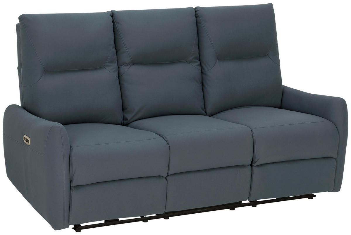 SITZGARNITUR Mikrofaser Dunkelblau  - Schwarz/Dunkelblau, KONVENTIONELL, Textil/Metall - Livetastic