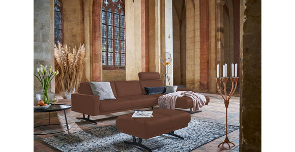 ECKSOFA in Echtleder Braun  - Anthrazit/Braun, KONVENTIONELL, Leder/Metall (324/182cm) - Ambiente