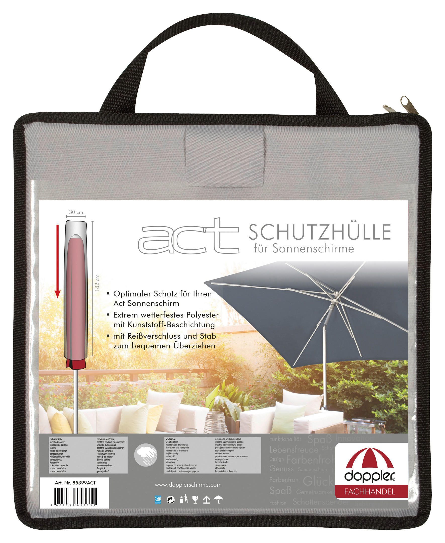 SCHIRMHÜLLE Hellgrau   - Hellgrau, KONVENTIONELL, Textil (30/182/30cm) - Doppler