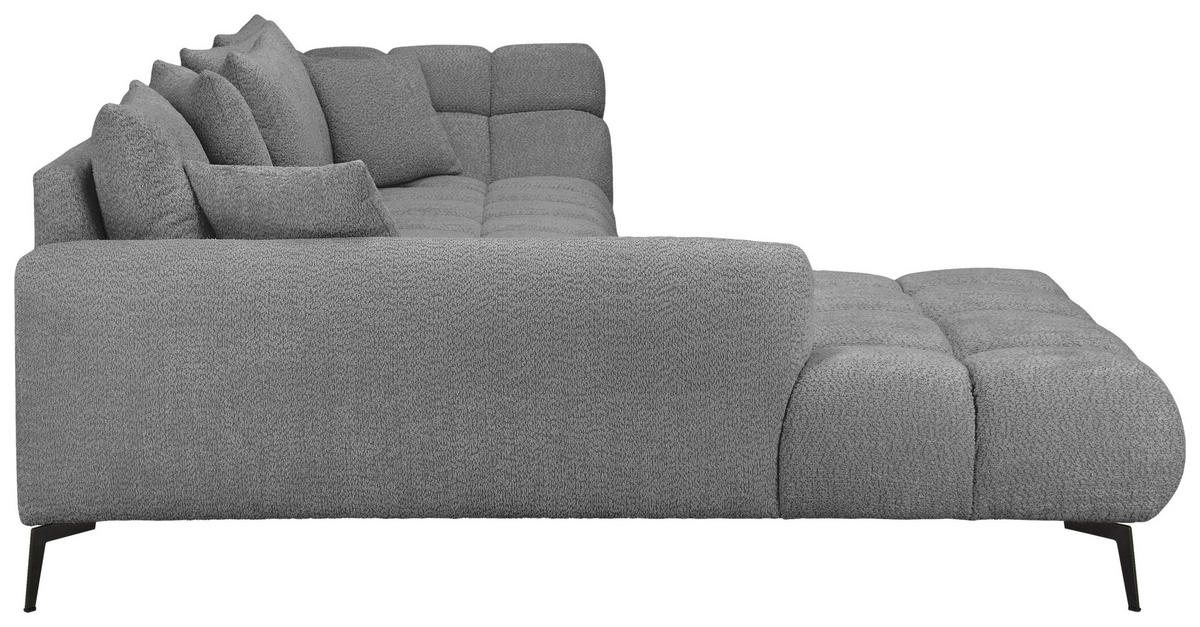 ECKSOFA Grau Bouclé Zierkissen, Rückenkissen, Rücken echt  - Schwarz/Grau, MODERN, Textil/Metall (217/318cm) - Carryhome