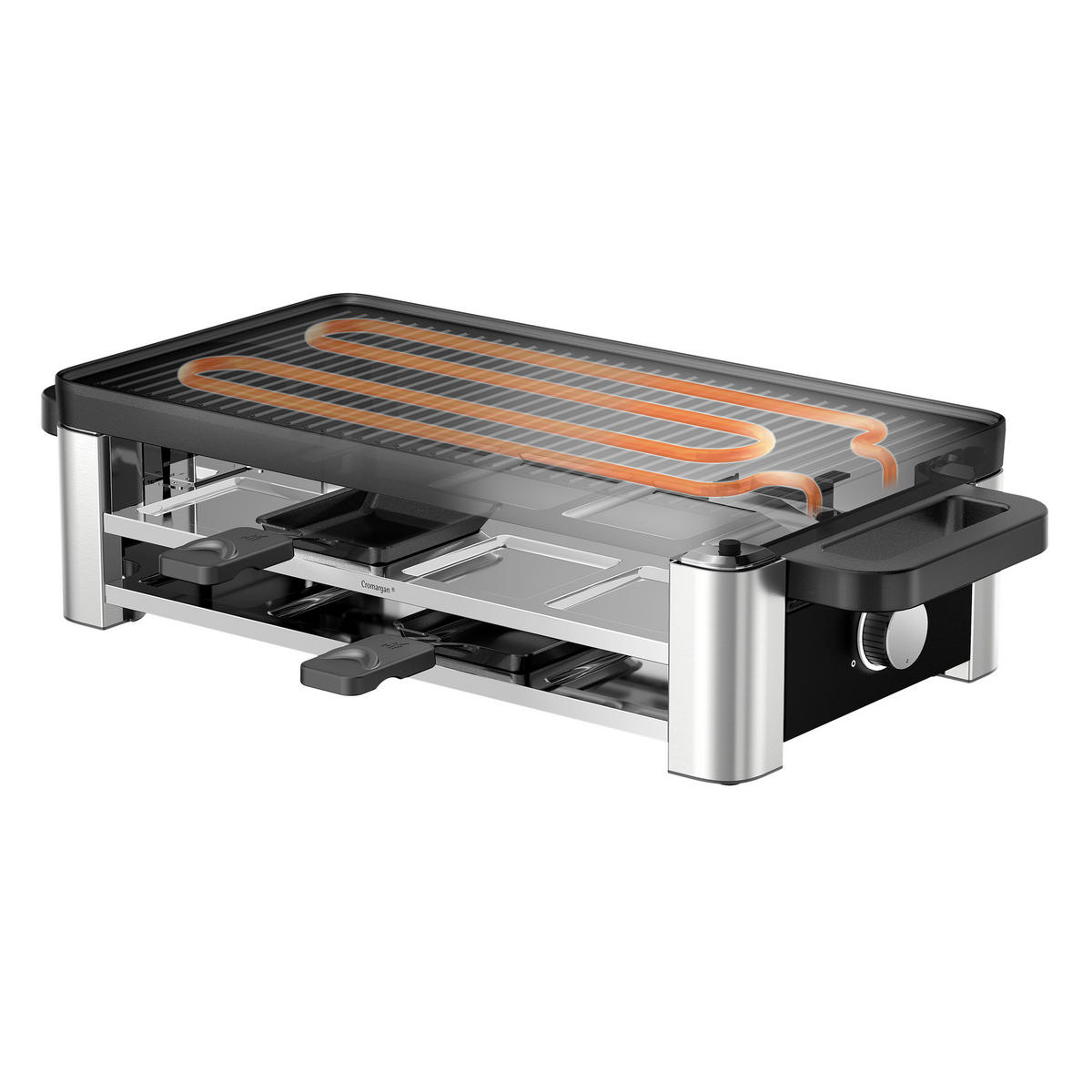 RACLETTE-GRILL WMF Lono  - Edelstahlfarben, Design, Metall (44/24/13,2cm) - WMF