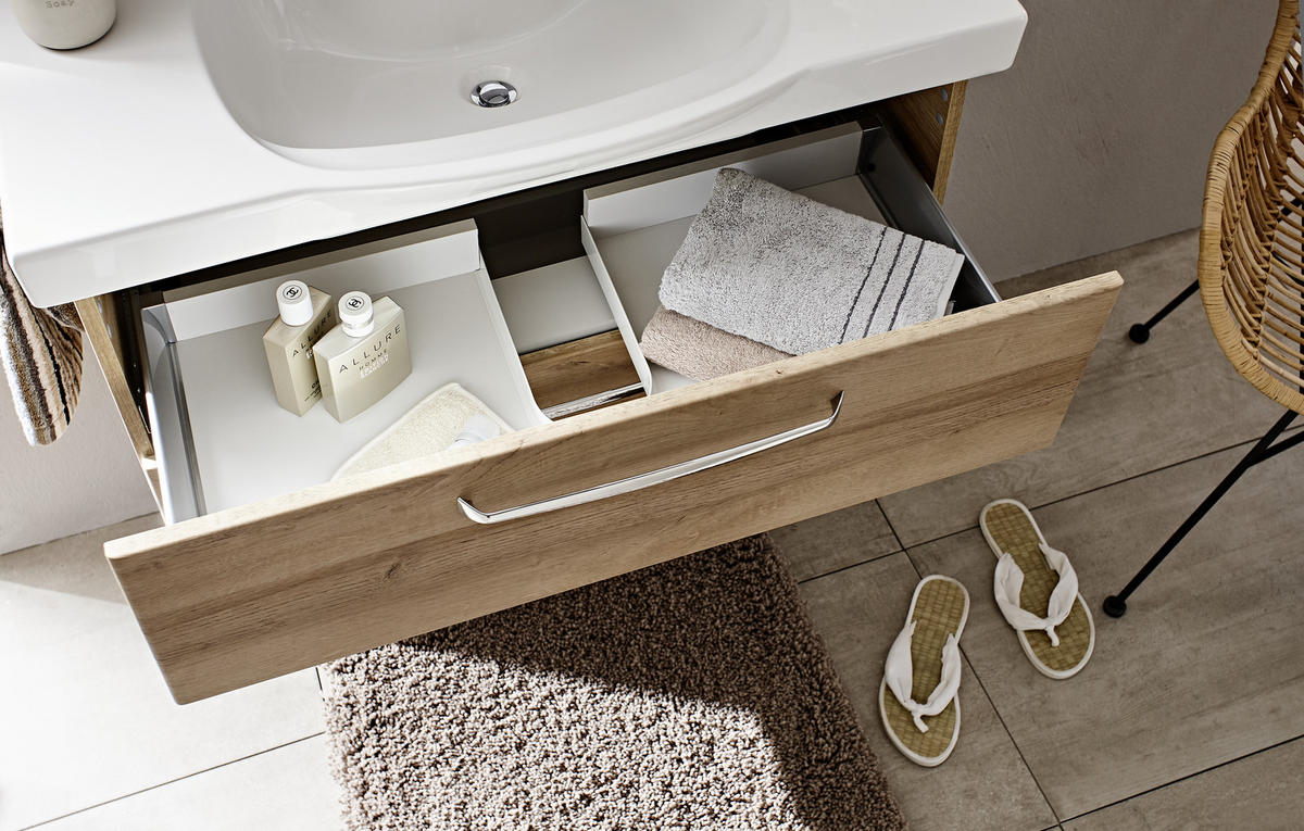 BADEZIMMER  in 92 cm  - Eichefarben/Weiß, KONVENTIONELL, Keramik/Holzwerkstoff (92cm) - Sadena