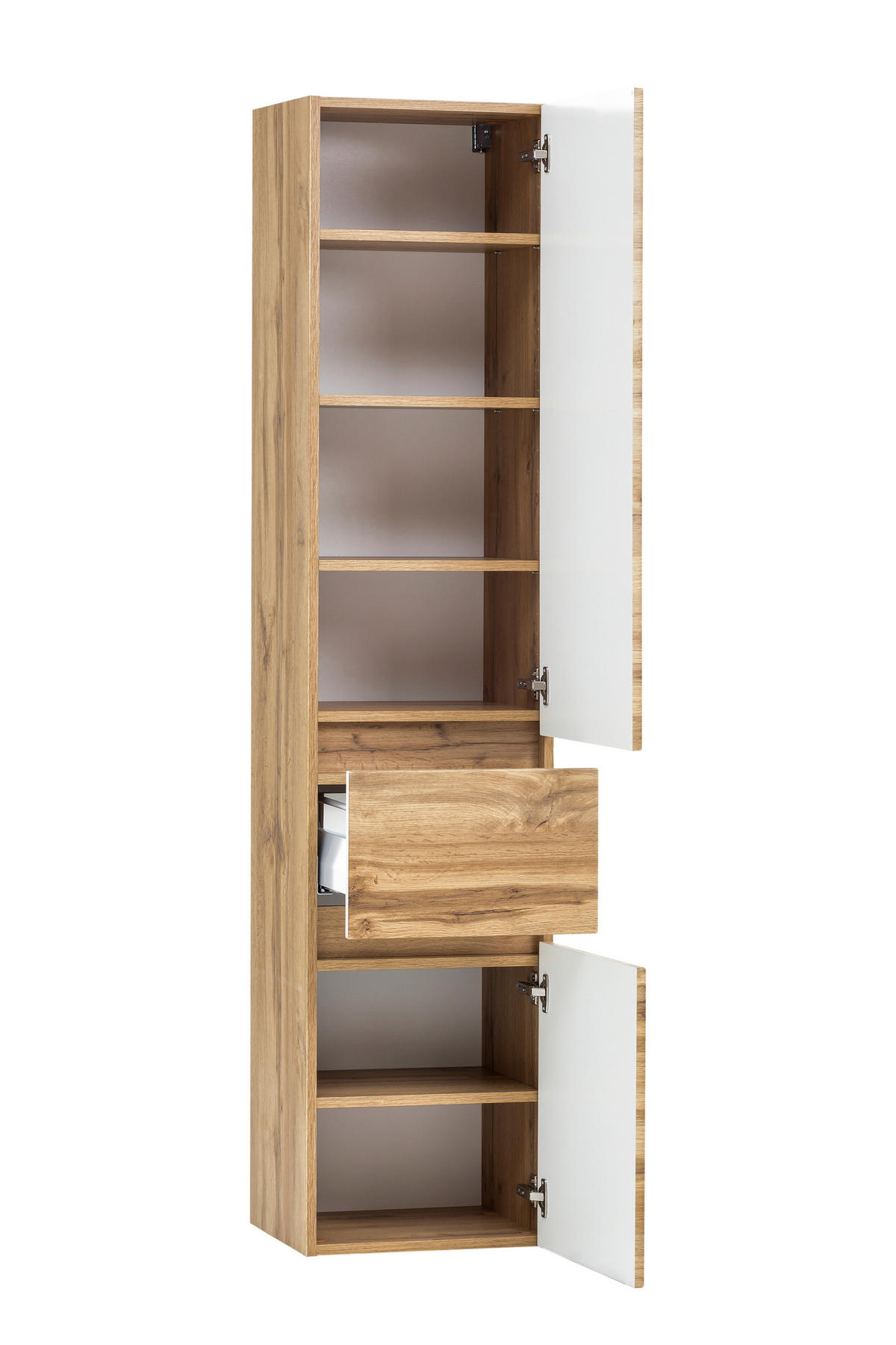 HOCHSCHRANK 40/180/35 cm  - Eiche Wotan/Silberfarben, Natur, Holzwerkstoff/Kunststoff (40/180/35cm) - Xora