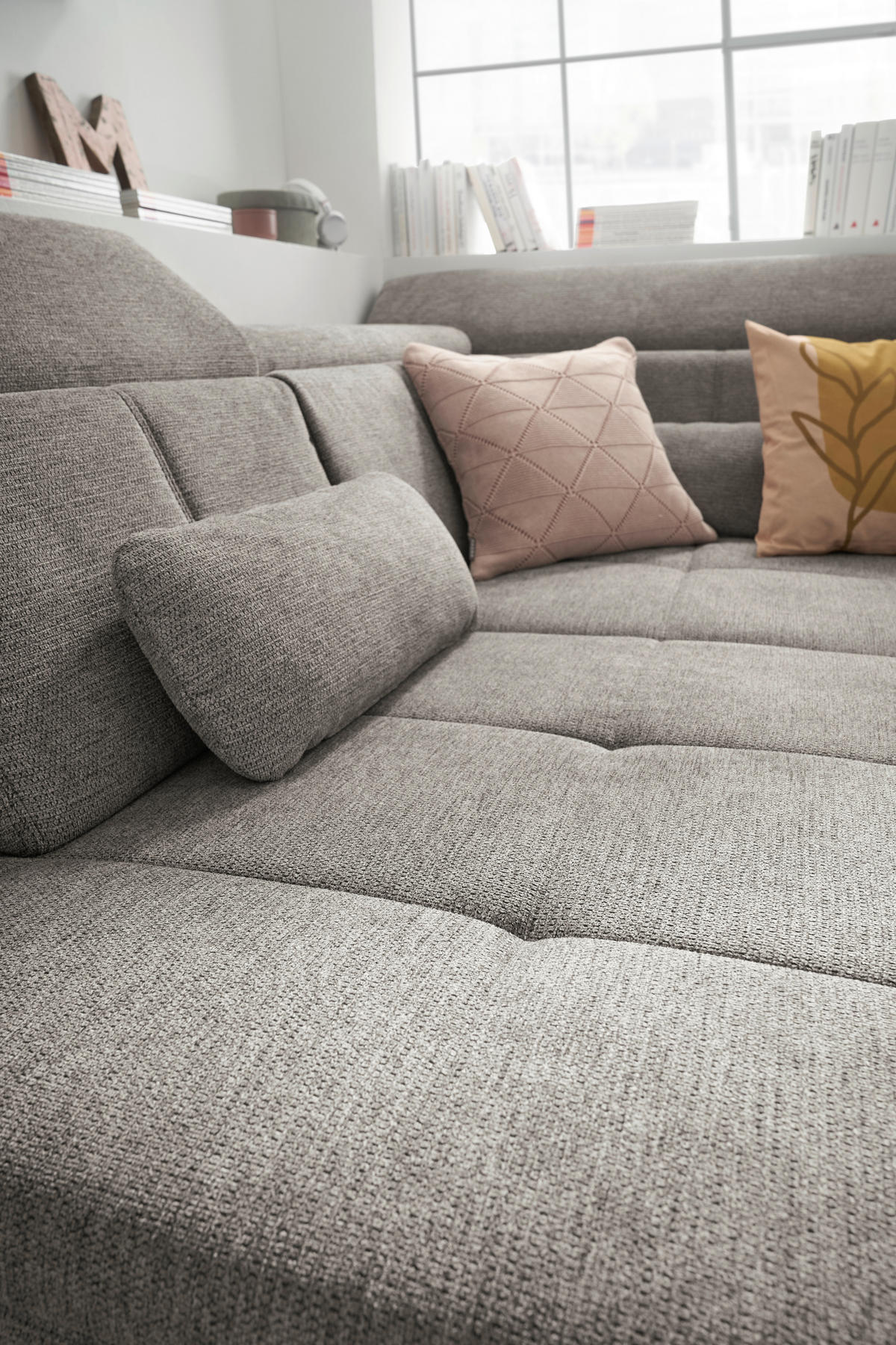 ECKSOFA Grau Webstoff  - Schwarz/Grau, KONVENTIONELL, Textil/Metall (220/314cm) - SetOne by Musterring