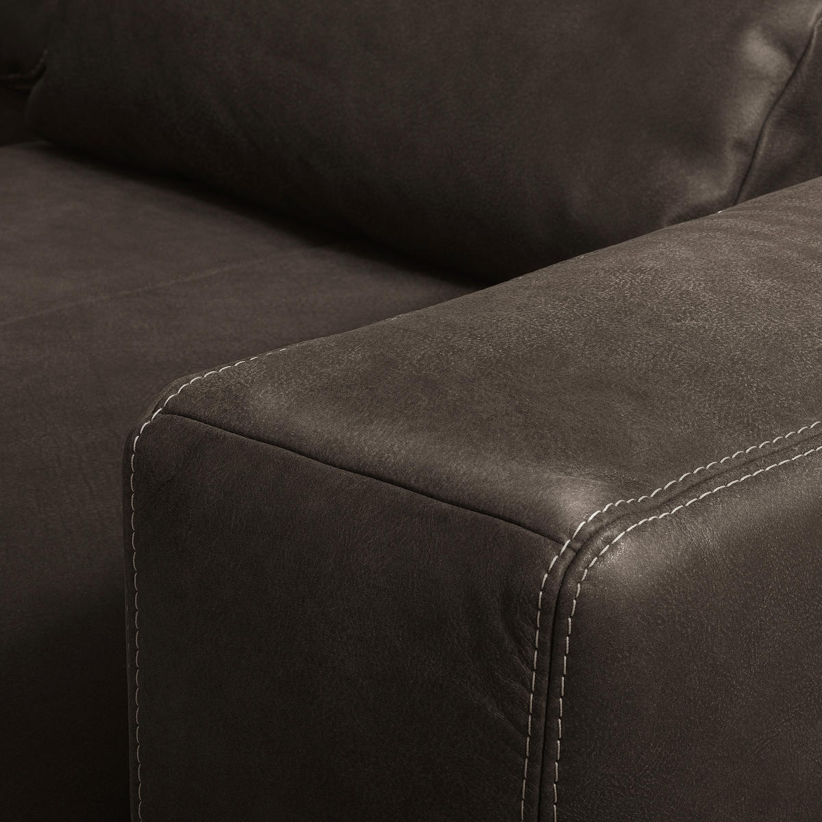 2-SITZER-SOFA  in Echtleder Fango   - Fango/Beige, Design, Leder/Kunststoff (240/85/123cm) - Livetastic