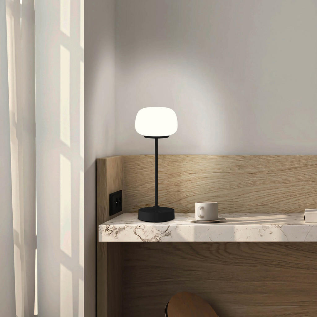 Thumbnail - Näve Akku-Tischleuchte Pina, Weiß, Glas, rund,rund, G, 10.6x27.8x9.1 cm, Touch (on/off), Lampen & Leuchten, Innenbeleuch...