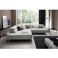 ECKSOFA Hellgrau Cord Rücken echt, Kopfteilverstellung, Sitzvorzug  - Hellgrau/Schwarz, KONVENTIONELL, Textil/Metall (219/311cm) - Hom`in