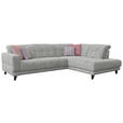 ECKSOFA in Webstoff Grau 302/216 cm - Schwarz/Grau, Design, Holz/Textil (302/216cm) - Xora