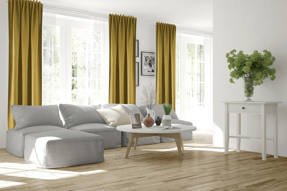 WÄRMESCHUTZVORHANG MILTON Verdunkelung 140/245 cm   - Dunkelgelb, Basics, Textil (140/245cm)