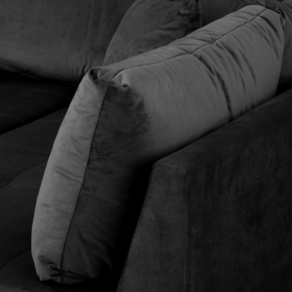 ECKSOFA Ariella Schwarz Samt Rückenkissen  - Schwarz/Naturfarben, Design, Holz/Textil (231/161cm) - Livetastic
