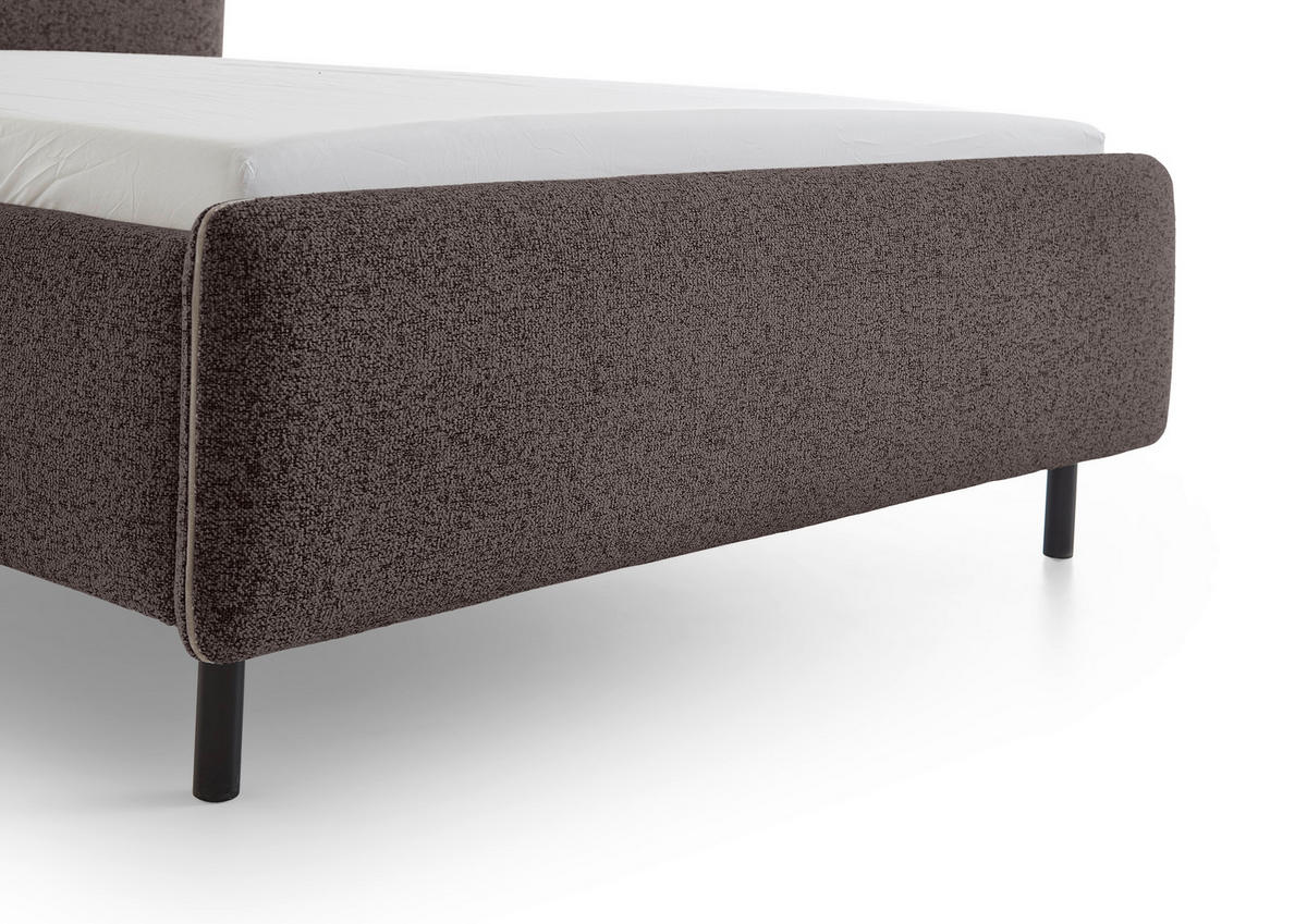 POLSTERBETT 140/200 cm  in Anthrazit, Silberfarben  - Anthrazit/Silberfarben, Design, Textil/Metall (140/200cm) - Xora