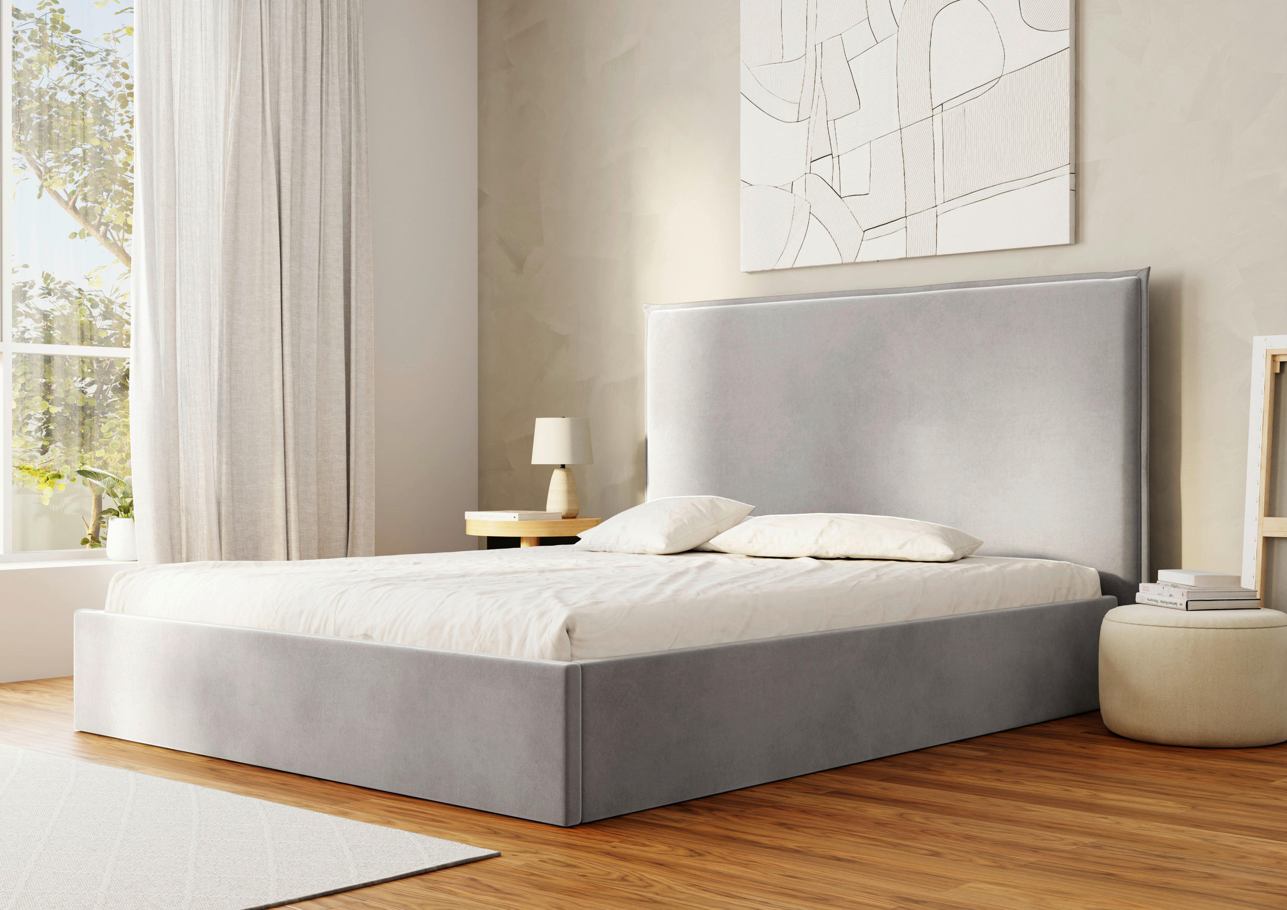 POLSTERBETT Lattenrost, Bettkasten 180/200 cm  in Creme  - Creme/Schwarz, Design, Holz/Textil (180/200cm) - Boxxx