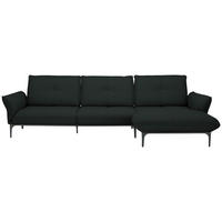 ECKSOFA in Echtleder Schwarz  - Schwarz, Design, Leder/Metall (319/182cm) - Valnatura