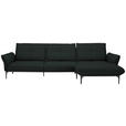 ECKSOFA Florenz in Echtleder Schwarz  - Schwarz, Design, Leder/Metall (319/182cm) - Valnatura