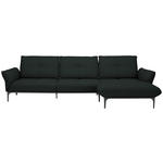 ECKSOFA Florenz in Echtleder Schwarz  - Schwarz, Design, Leder/Metall (319/182cm) - Valnatura